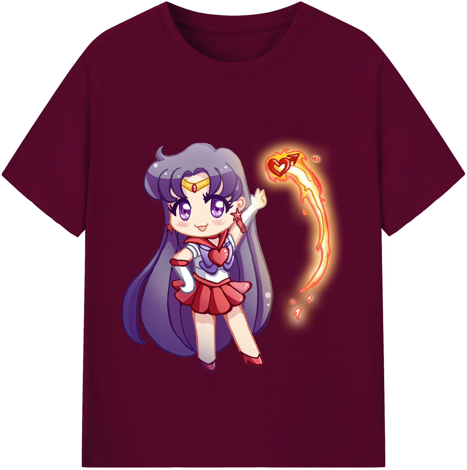 （画像用） 美少女戦士セーラームーン 火野レイ ひの レイ Sailor Moon Hino Rei （セーラーマーズ,Sailor Mars） レディースカジュアルプリントTシャツ（綿100％）